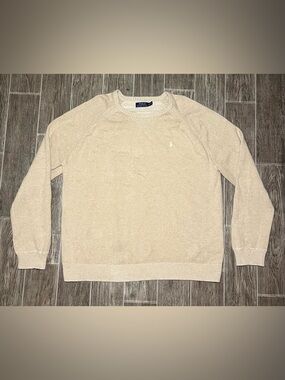 Polo Ralph Lauren Men’s Cotton Knit Sweater Beige Long Sleeve Size 2XL